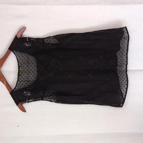 Fresh Brewed Black Sheer Lace Front Blouse Size Large - Picture 5 of 5